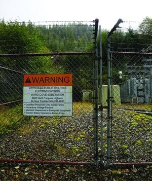 Ketchikan Public Utilities Ward Cove Substation Warning