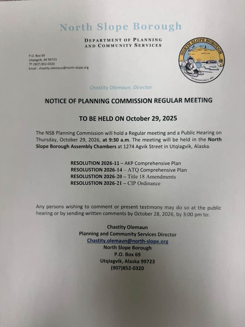 North Slope Borough Planning Commission Regular Meeting (2/3)