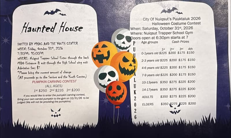 City Of Nuiqsut's Puuktaluk 2026 Halloween Costume & Pumpkin Carving Contest