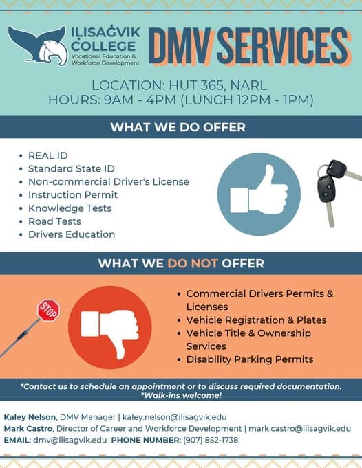 Iḷisaġvik College DMV Services Information and Hours
