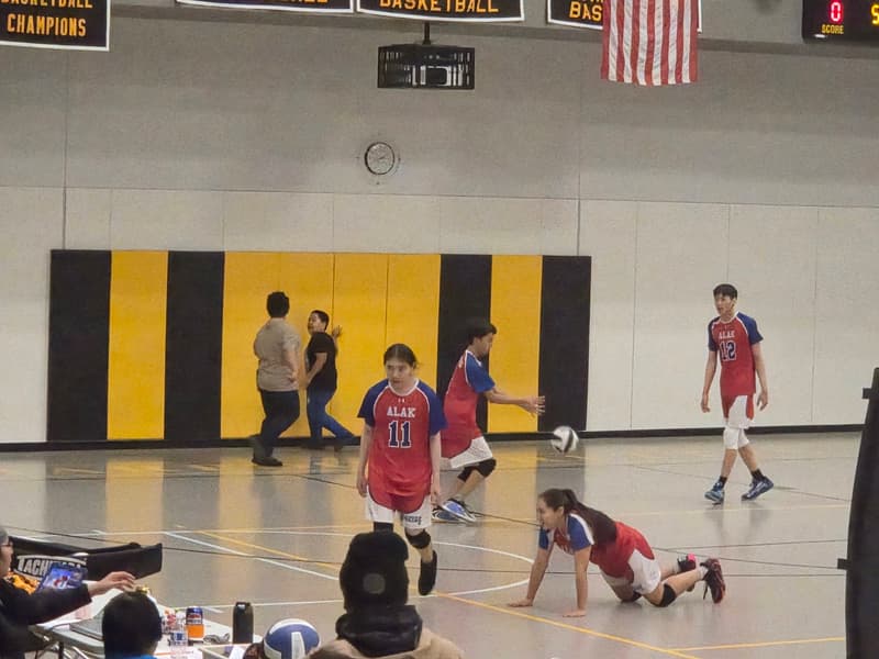 Some of the exciting action from the mixed volleyball tonight. (3/5)