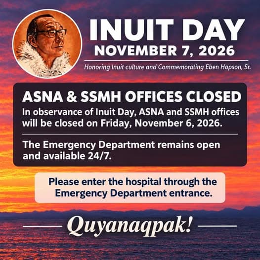 ASNA & SSMH Offices Closure for Inuit Day