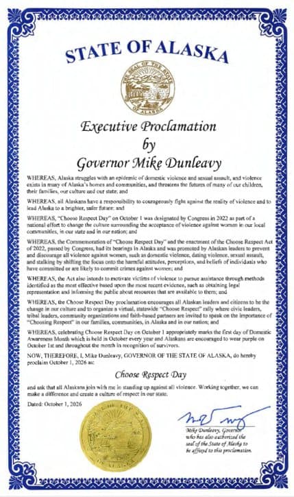Governor's Proclamation: Choose Respect Day