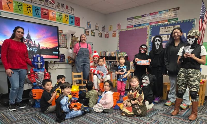 ECE 3 loves the Halloween buckets they received from Mayor Patkotak!