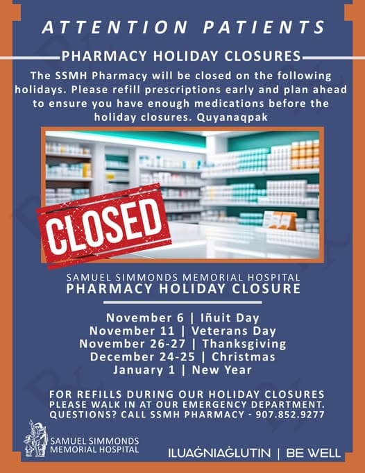 SSMH Pharmacy Holiday Closures
